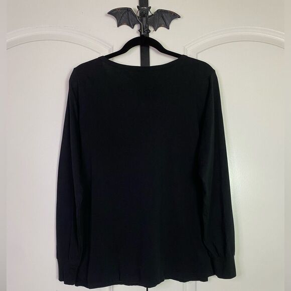 Torrid Gothic Black Tie Front Long Sleeve Blouse, Comfortable, Stretchy Size 1X - Picture 5 of 11